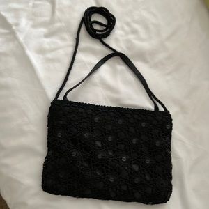 3/$10 Black Crocheted Evening Bag with Sequins